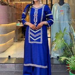 DIVASTRI Women Ethnic Motifs Embroidered Regular Patchwork Kurta with Palazzos & With Dupatta-picture-37