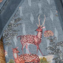 Soch Botanical Printed Sequinned Linen Unstitched Dress Material-image-57