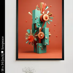 SOWPEACE Rust & Blue 1 Piece Canvas Abstract Wall Photographs-image-5