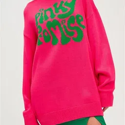 LULU & SKY Women Typography Self Design Knitted Pullover-image-58