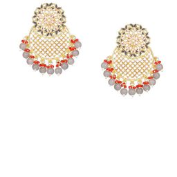 Jazz and Sizzle Gold Plated Artificial Stones Studded & Beaded Crescent Shaped Chandbalis-image-36