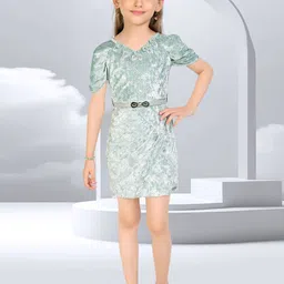 Lei-Chie Girls Velvet Applique Sheath Dress-image-15