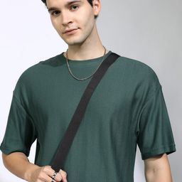 HIGHLANDER Men Self Design Round Neck Cotton Oversized T-shirt-image-33