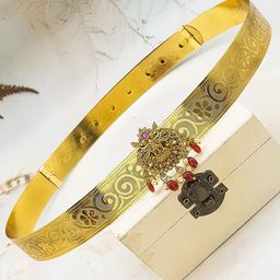 GRIIHAM Gold Plated Artificial Stones Studded And Beaded Waist Chain With Mopu pendant-image-16