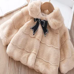 Xsole Girls Regular Fit Single-Breasted Winter Overcoat With Bow Tie-image-83
