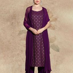 AVANSHEE Bandhani Printed Round Neck Kurta With Sharara And Dupatta-image-15