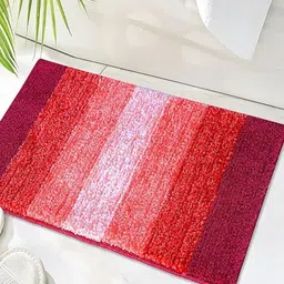 RADECOR Red Striped Soft Fluffy Anti-Skid Bath Mat-5