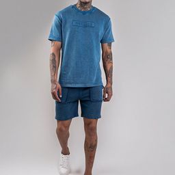 Overlays Men Aqua Distressed Shorts-image-59