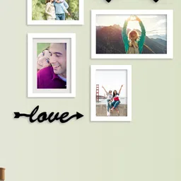 Art Street Set of 4 White Photo Frame With Love & Heart Mdf Cutout-17