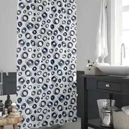 ArtzFolio White & Blue Geometric Printed Waterproof Shower Curtain-image-84