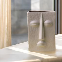 LETSBOHO White Textured Ceramic Zen Flower Vase-6