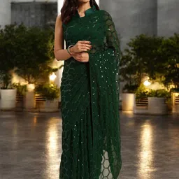 KIMISHA Embellished Sequinned Poly Georgette Saree-image-74