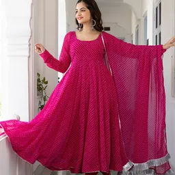 Lakshya Fashion Mart Women Striped Anarkali Kurta With Dupatta-image-6