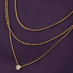 PALMONAS Gold-Plated Stainless Steel Layered Necklace-image-27