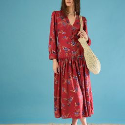 CORSICA Floral Print Pleated Drop-Waist Midi Dress-picture-3