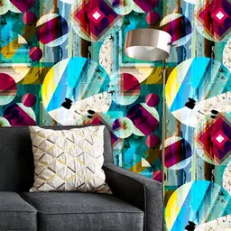ArtzFolio Printed UV-Resistant Anti-Bacterial Abstract Circles, Strokes And Splashes Pattern Peel & Stick Wallpaper-image-1