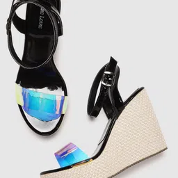 Marc Loire Black Solid Wedge Heels-image-12
