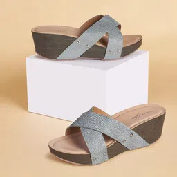Forever Glam by Pantaloons Textured Open Toe Wedge Heels-25