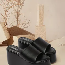 DressBerry Black Open Toe Flatform Heels-picture-40