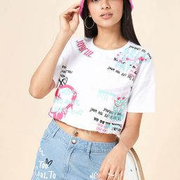 Coolsters by Pantaloons Girls Typography Printed Cotton Raw Edge T-shirt-picture-3