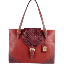 Hidesign Red Textured Leather Handheld Bag-18