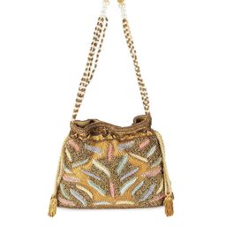 Metro Gold-Toned Embellished Handheld Bag-image-40