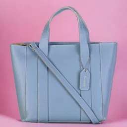DressBerry Blue Oversized Structured Handheld Bag-image-0