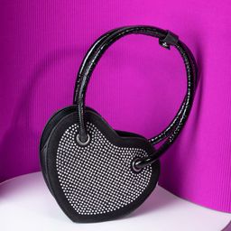 Styli Textured Embellished Heart Shape Handheld Bag-image-18