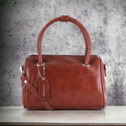DressBerry Brown Textured Bowling Handheld Bag-4