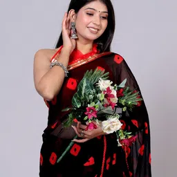 VL SAREES Sequinned Pure Chiffon Bandhani Saree-image-56