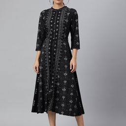 W Black Chiffon A-Line Midi Dress-55