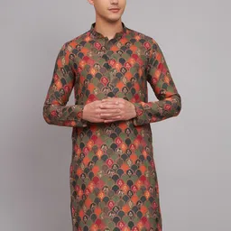 Suktam Trendz Ethnic Motifs Printed Mandarin Collar Linen Kurta-image-5