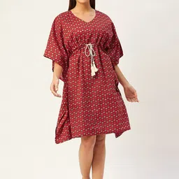 Ikk Kudi by Seerat Ethnic Motifs Printed Pure Cotton Kaftan Nightdress-image-101