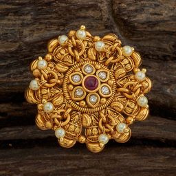 Kushal's Fashion Jewellery Ruby Gold-Plated Ethnic Antique Adjustable Finger Ring-image-51