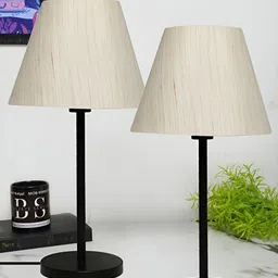 BTR CRAFTS Cream 2 Pieces Frustum Table Lamp with Adjustable Cord-40
