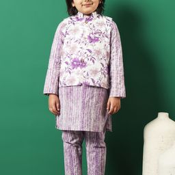 Readiprint Fashions Boys Floral Printed Regular Pure Cotton Kurta with Pyjamas-48