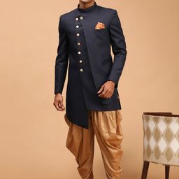 SHRESTHA BY VASTRAMAY Angrakha Slim Fit Sherwani Set-image-61