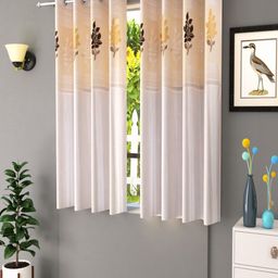 Homefab India Off-White & Beige Set of 2 Ethnic Motifs Window Curtains-7