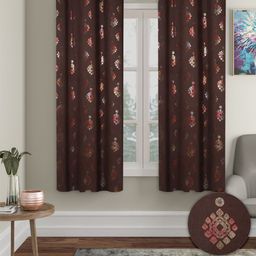 Cortina Brown & Gold-Toned 2 Pieces Ethnic Motifs Black Out Window Curtains-image-44