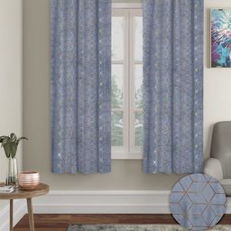Cortina Grey & Red 2 Pieces Geometric Room Darkening Velvet Window Curtains-16
