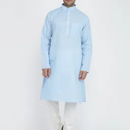 ROYAL KURTA Mandarin Collar Pure Cotton Straight Kurta With Pyjama-image-20