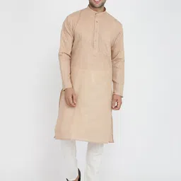 ROYAL KURTA Mandarin Collar Pure Cotton Straight Kurta With Pyjama-image-2