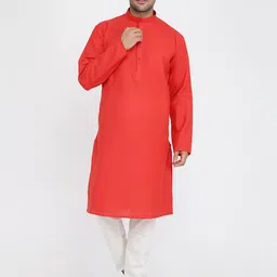ROYAL KURTA Mandarin Collar Pure Cotton Straight Kurta With Pyjama-image-17