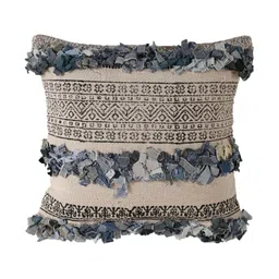 Art Avenue White & Black Ethnic Motifs Cotton Square Cushion Cover-43