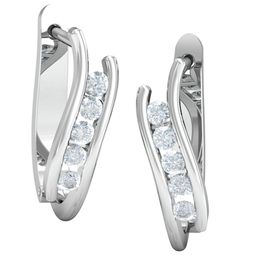 KUBERBOX Soli 18KT White Gold Diamond-Studded Hoops Earrings -1.41 gm-image-1