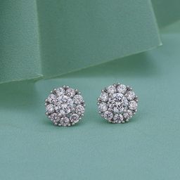 Carlton London Rhodium-Plated CZ-Studded Circular Studs-15