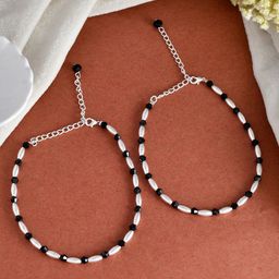Silvermerc Designs Set Of 2 Silver-Plated Beaded Anklets-image-33