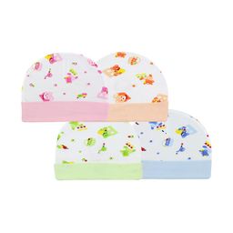 BAESD Infants Pack Of 4 Printed Cotton Beanies-21