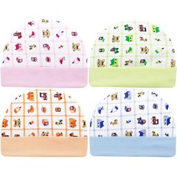 BAESD Infants Pack Of 4 Printed Cotton Beanies-15
