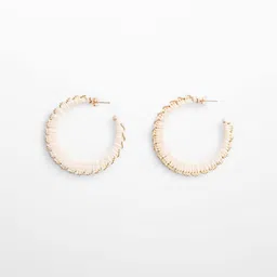 MANGO Women Beads Studded Circular Shaped Half Hoop Earrings-16